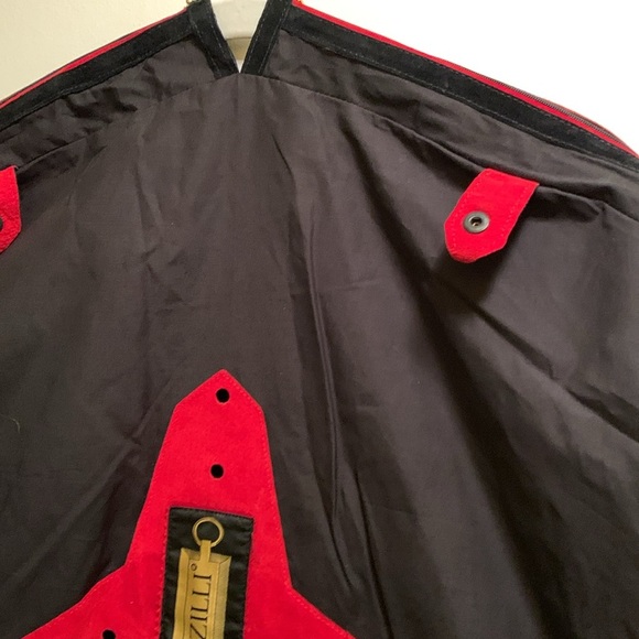 NWOT Men's Authentic ZILLI Black Red Suede Garment Travel/Weekend Bag - Picture 5 of 9